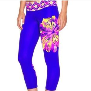Lilly Pulitzer Womens Sz XS Luxletic Weekender Crop Multi Summer Sunset Leggings